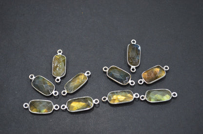 Labradorite Faceted Baguette Shape Connector , Sold By Piece , 14 - 15 mm , RB-5419D