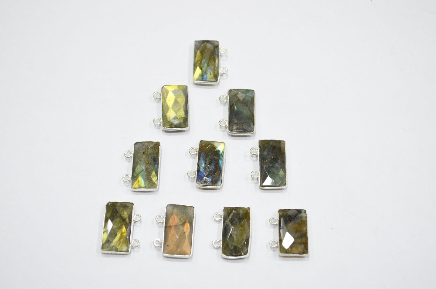 Labradorite Faceted Baguette Shape Connector , Sold By Piece , 10x20 mm , RB-5419E