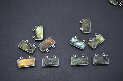 Labradorite Faceted Baguette Shape Connector , Sold By Piece , 10x20 mm , RB-5419E