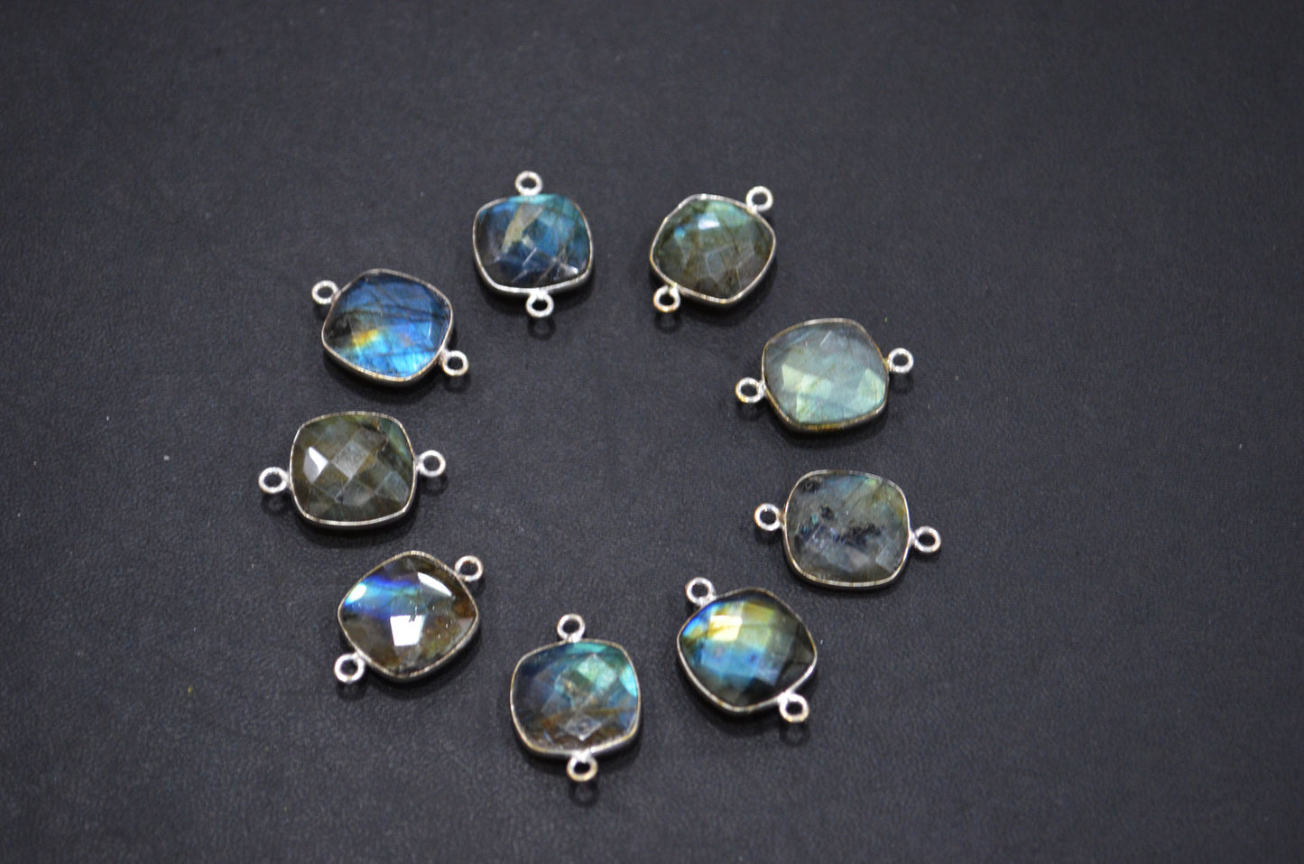 Labradorite Faceted Cushion Shape Connector , Sold By Piece , 12 - 14 mm , RB-5419