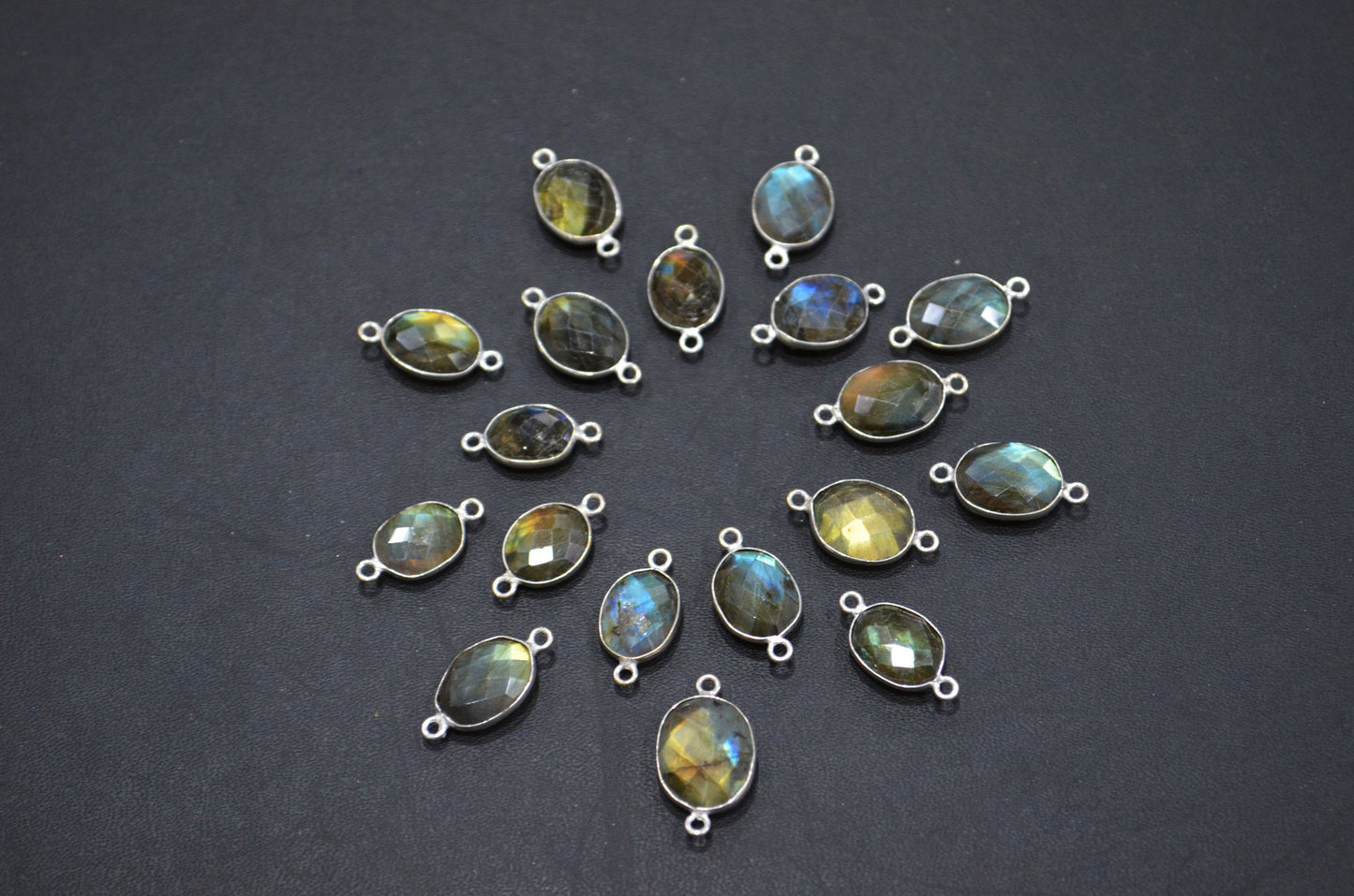 Labradorite Faceted Oval Shape Connector , Sold By Piece , 12 - 14 mm , RB-5420A