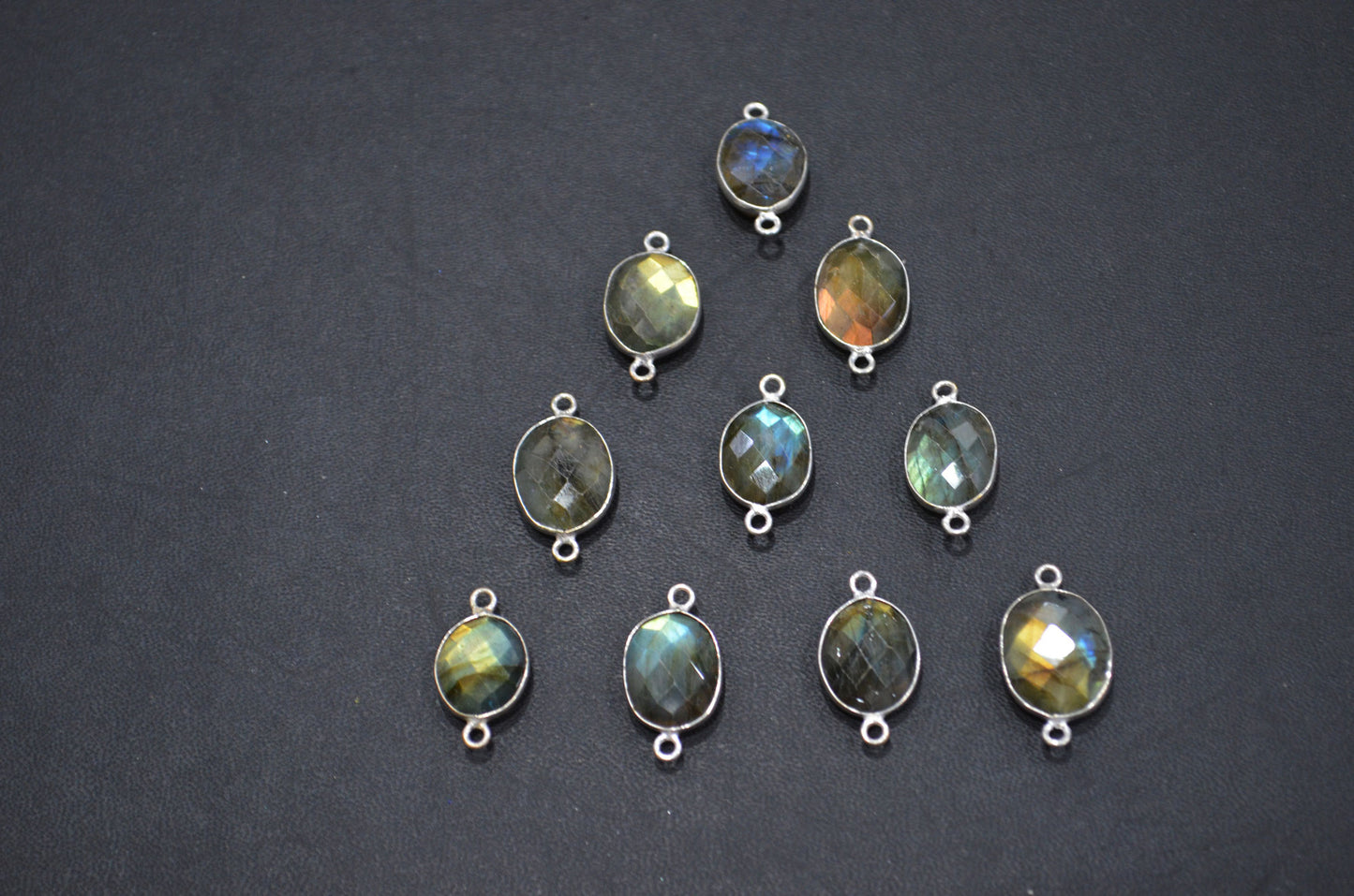 Labradorite Faceted Oval Shape Connector , Sold By Piece , 12 - 14 mm , RB-5420A