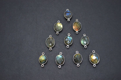 Labradorite Faceted Oval Shape Connector , Sold By Piece , 12 - 14 mm , RB-5420A