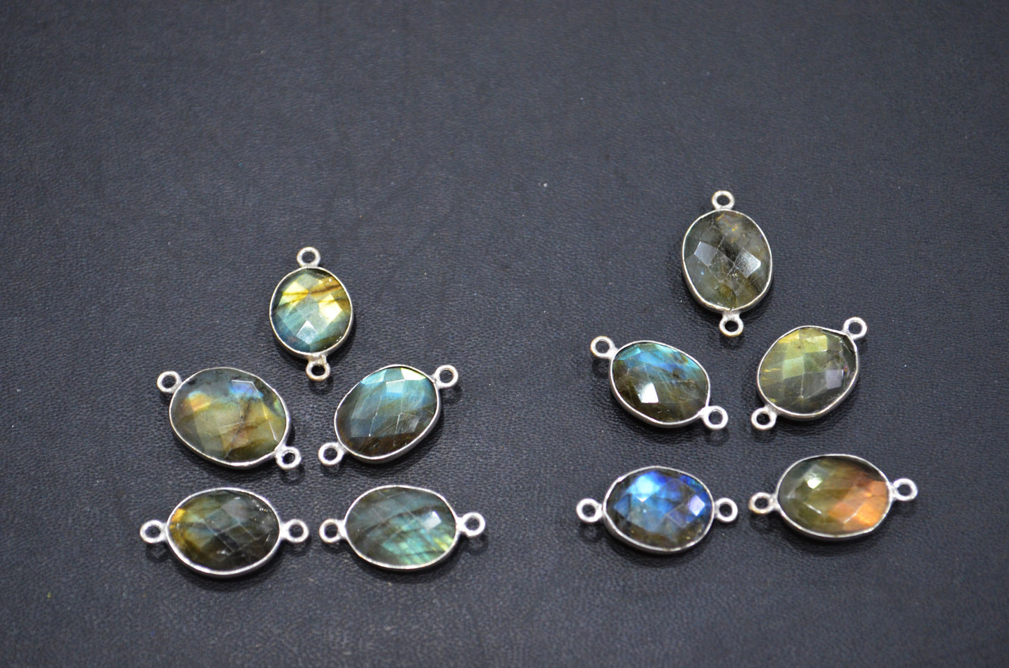 Labradorite Faceted Oval Shape Connector , Sold By Piece , 12 - 14 mm , RB-5420A