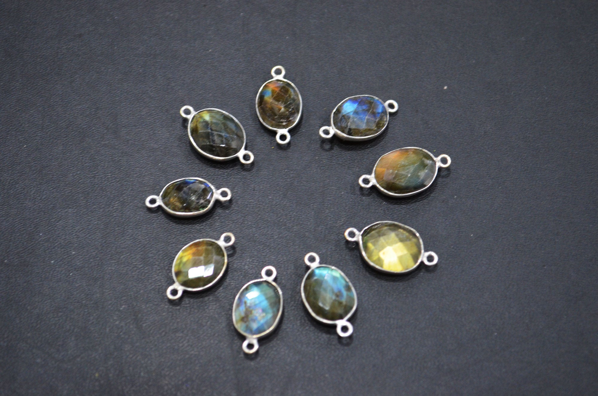 Labradorite Faceted Oval Shape Connector , Sold By Piece , 12 - 14 mm , RB-5420A
