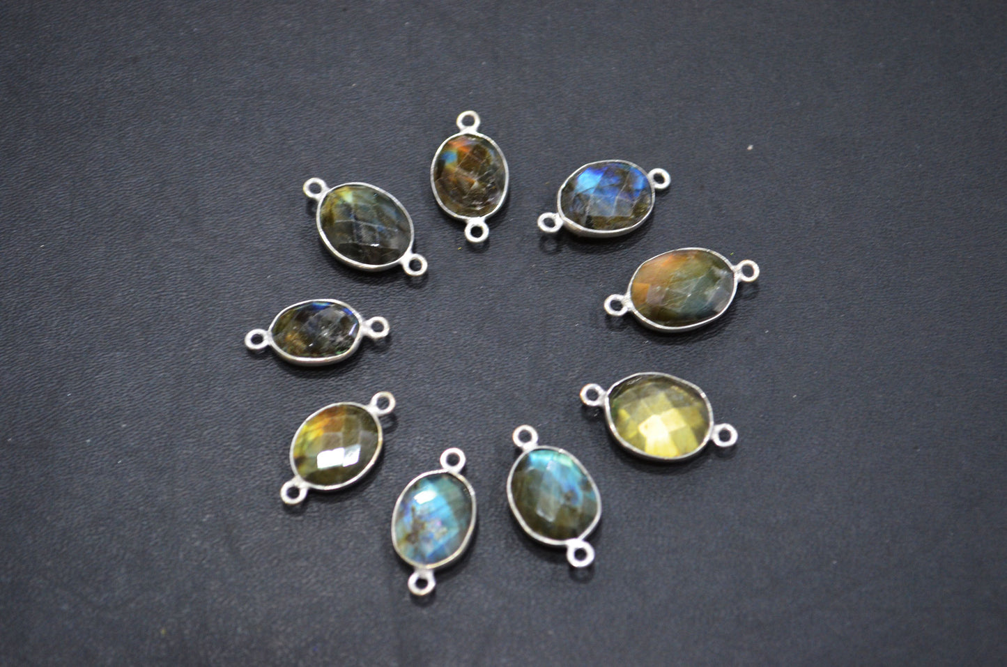 Labradorite Faceted Oval Shape Connector , Sold By Piece , 12 - 14 mm , RB-5420A