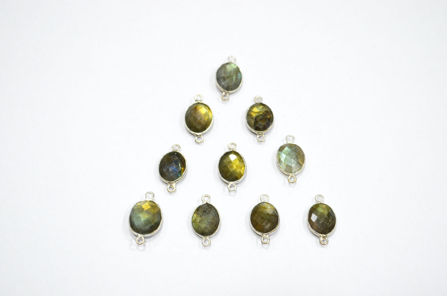 Labradorite Faceted Oval Shape Connector , Sold By Piece , 11 - 13 mm , RB-5420B