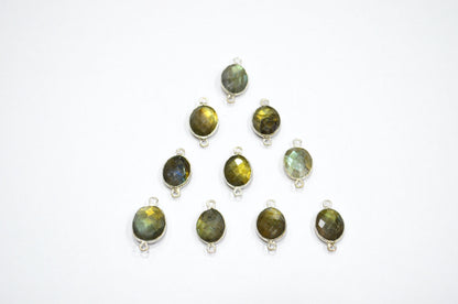 Labradorite Faceted Oval Shape Connector , Sold By Piece , 11 - 13 mm , RB-5420B