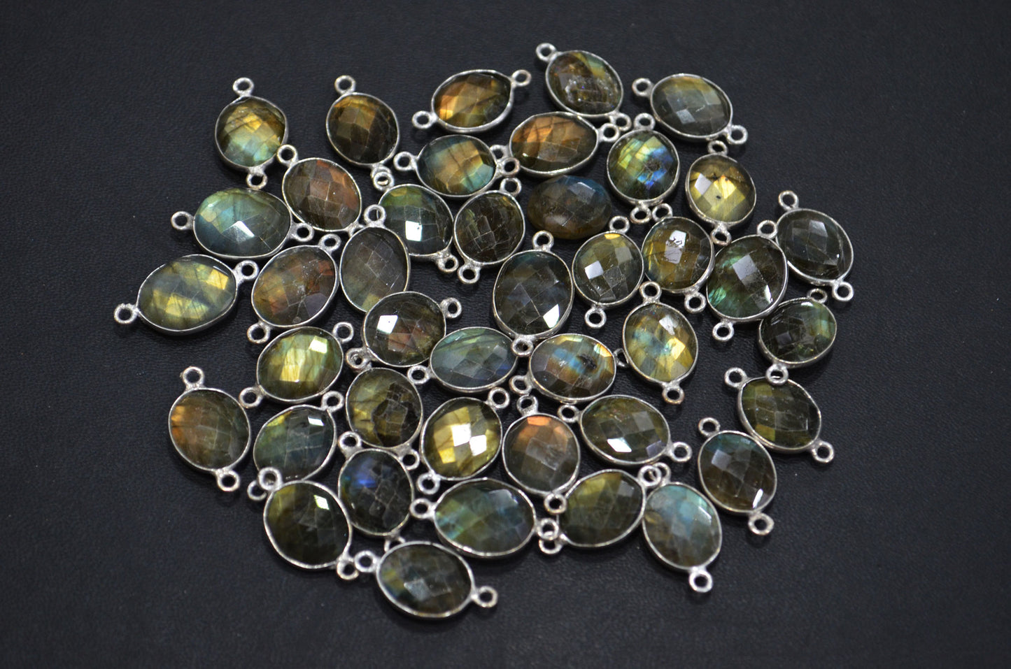 Labradorite Faceted Oval Shape Connector , Sold By Piece , 11 - 13 mm , RB-5420B