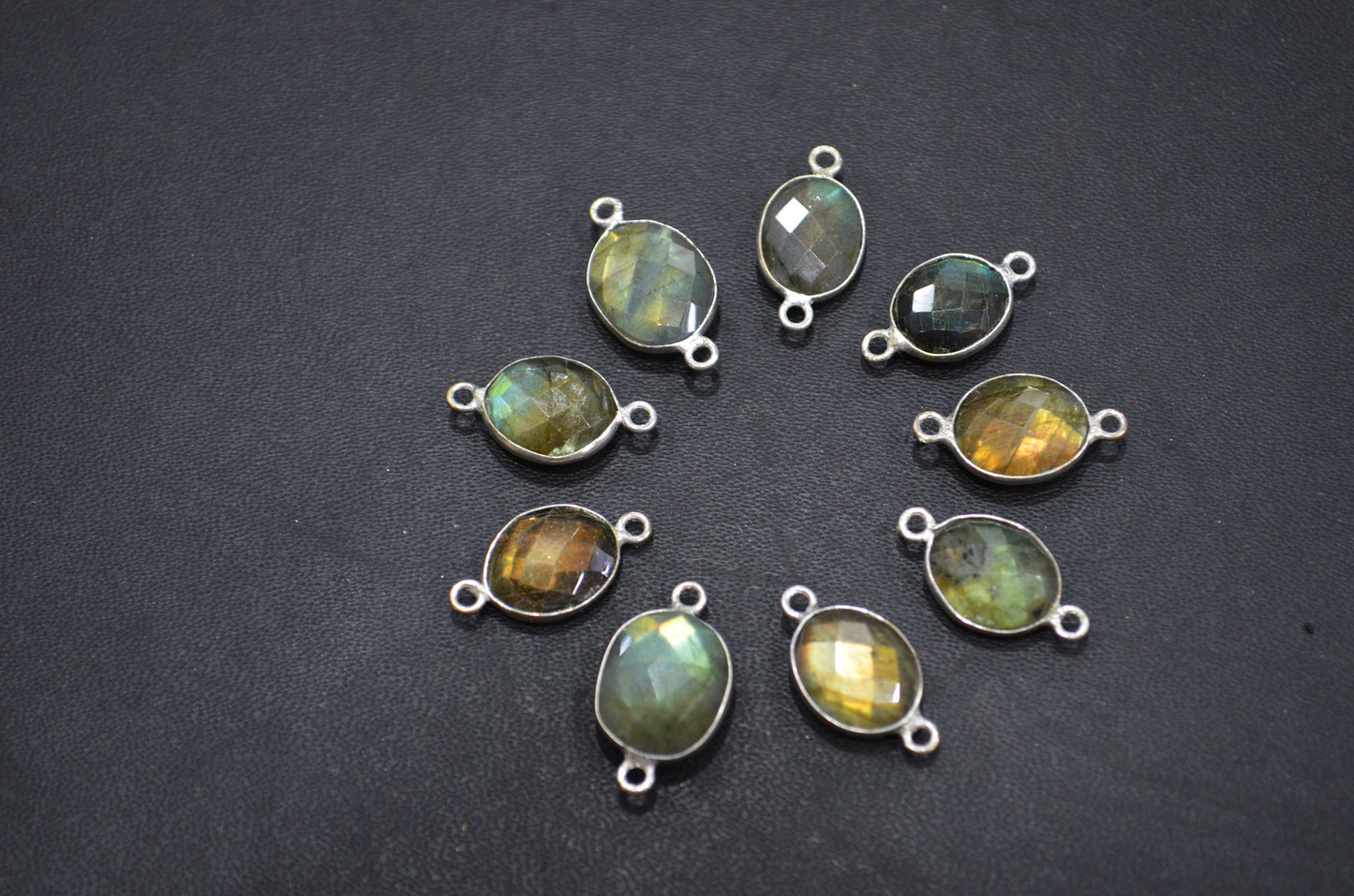 Labradorite Faceted Oval Shape Connector , Sold By Piece , 11 - 13 mm , RB-5420B