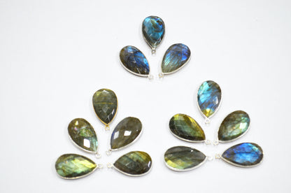 Flashy Labradorite Faceted Pear Shape Connector , Sold By Piece , 24 - 25 mm , RB-5420C