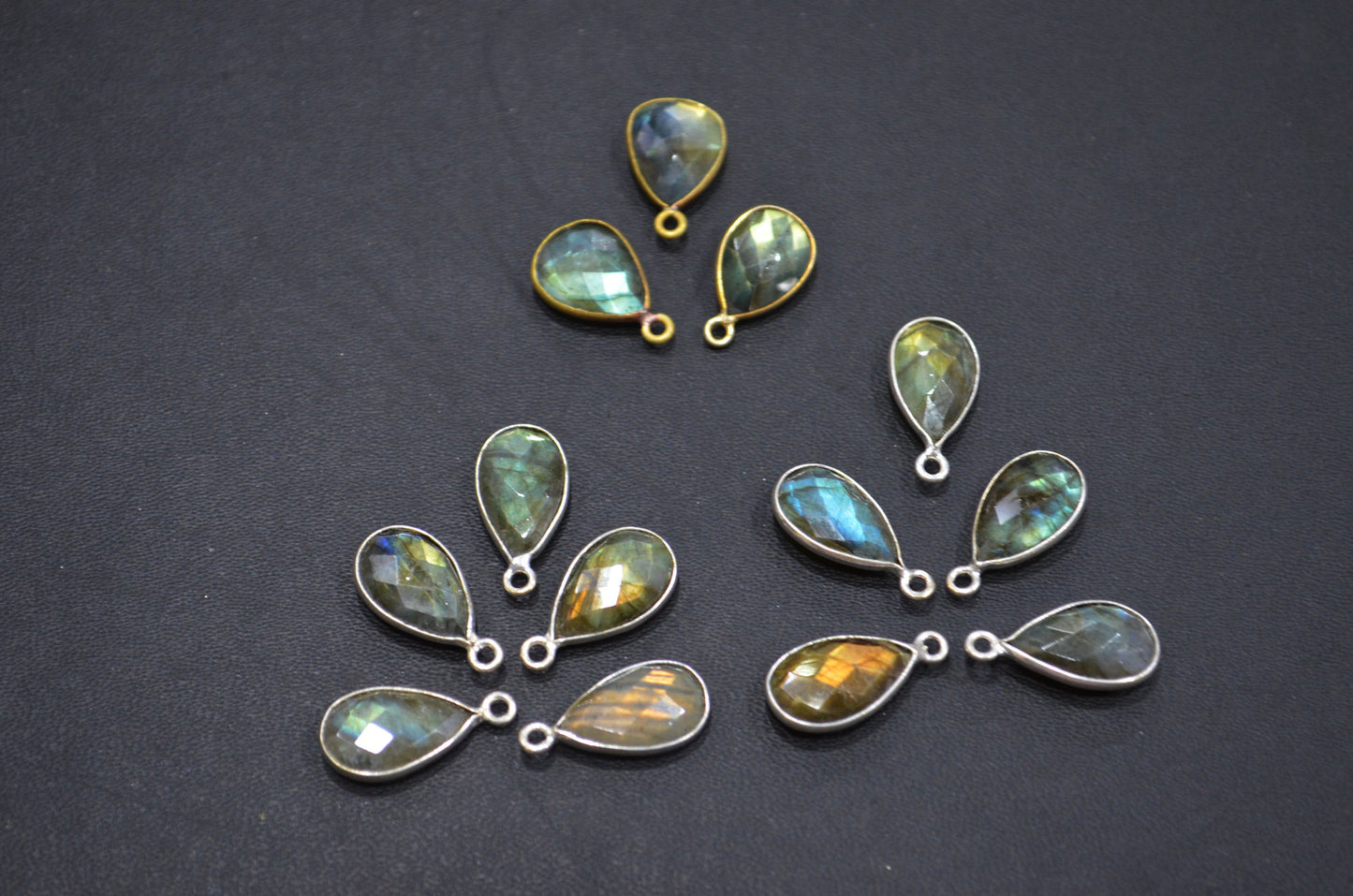 Flashy Labradorite Faceted Pear Shape Connector , Sold By Piece , 12 - 13 mm , RB-5420D