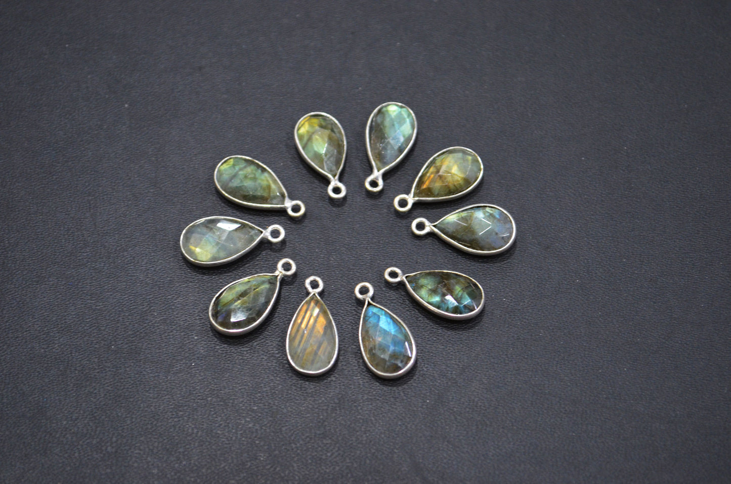 Flashy Labradorite Faceted Pear Shape Connector , Sold By Piece , 12 - 13 mm , RB-5420D