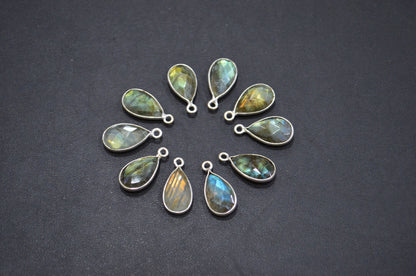 Flashy Labradorite Faceted Pear Shape Connector , Sold By Piece , 12 - 13 mm , RB-5420D