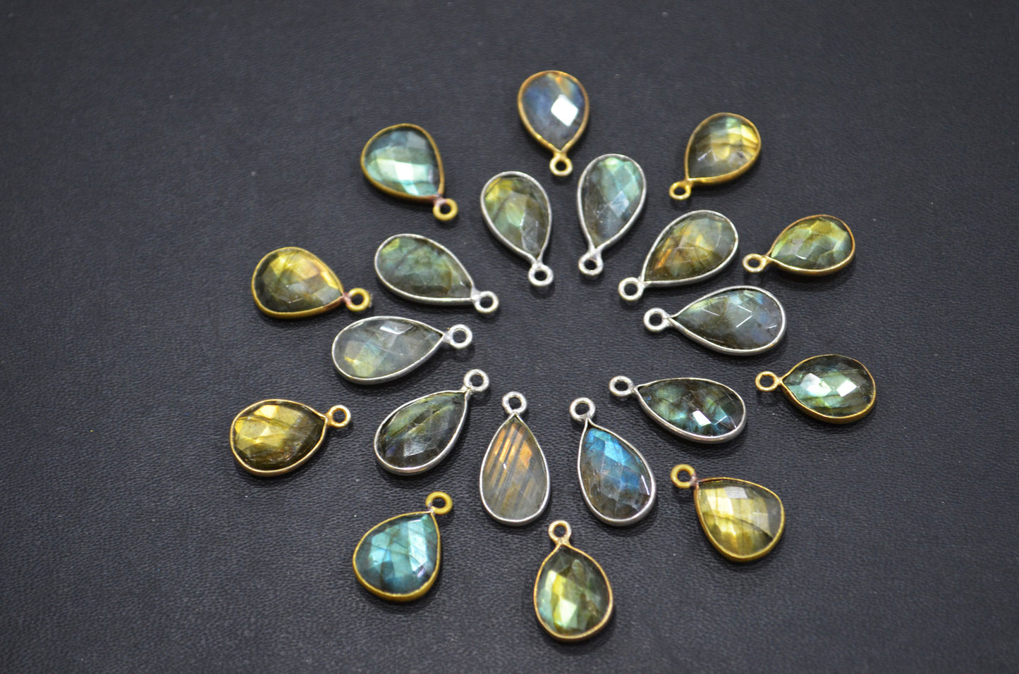 Flashy Labradorite Faceted Pear Shape Connector , Sold By Piece , 12 - 13 mm , RB-5420D