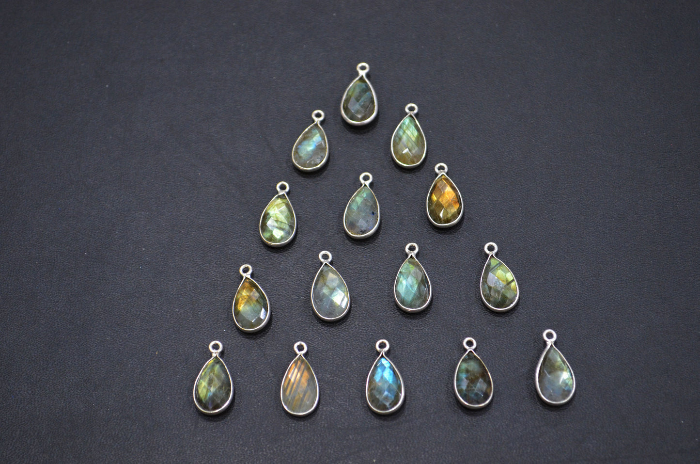 Flashy Labradorite Faceted Pear Shape Connector , Sold By Piece , 12 - 13 mm , RB-5420D