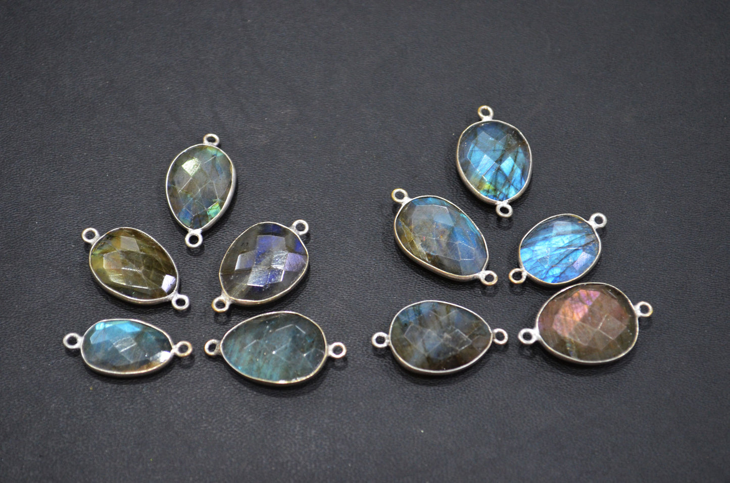 Labradorite Faceted Slice Shape Connector , Sold By Piece , 13 - 16 mm , RB-5420E