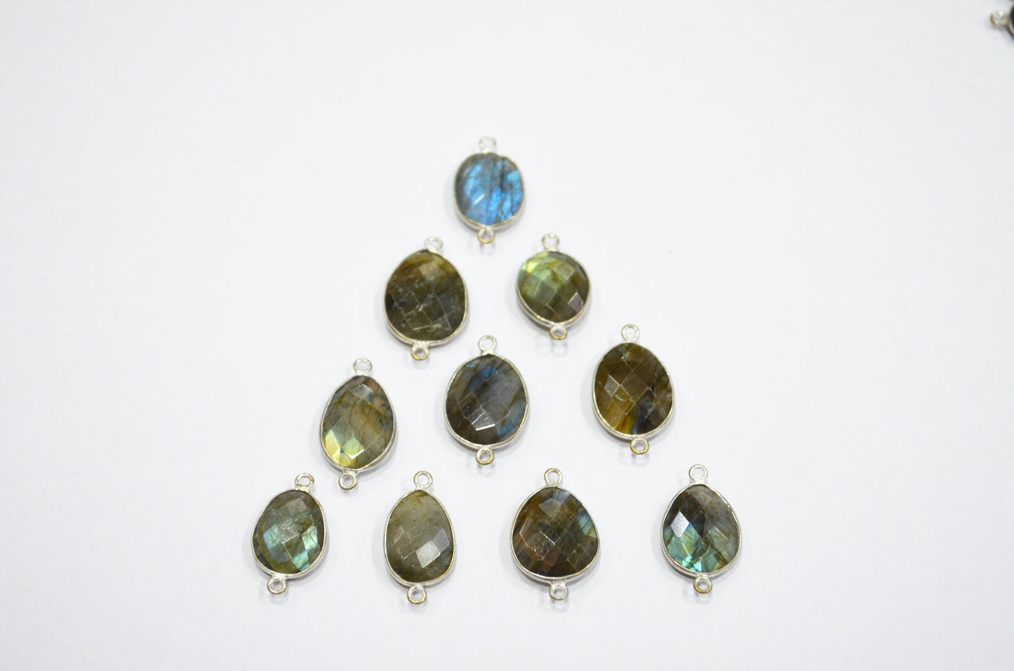 Labradorite Faceted Slice Shape Connector , Sold By Piece , 13 - 16 mm , RB-5420E