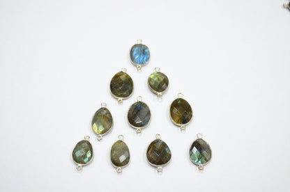 Labradorite Faceted Slice Shape Connector , Sold By Piece , 13 - 16 mm , RB-5420E