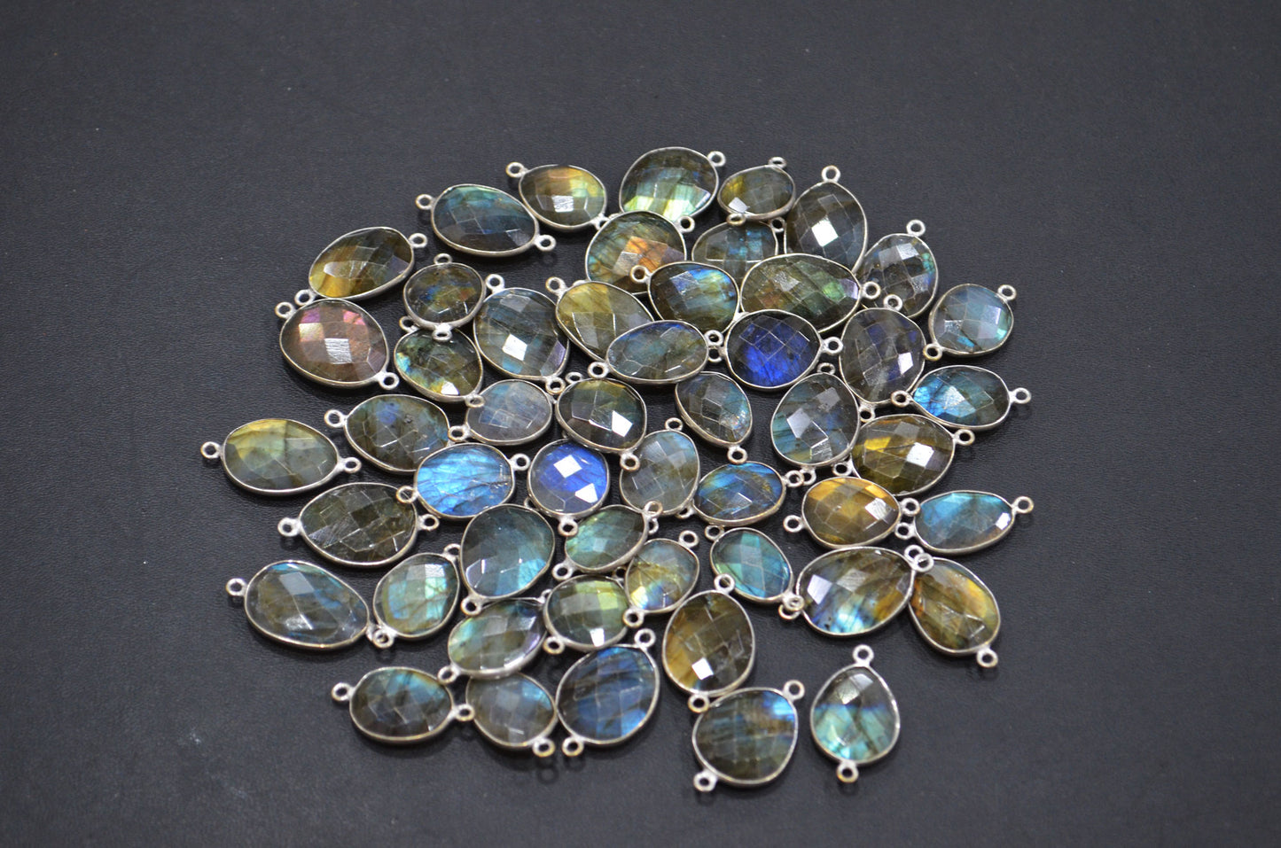 Labradorite Faceted Slice Shape Connector , Sold By Piece , 13 - 16 mm , RB-5420E