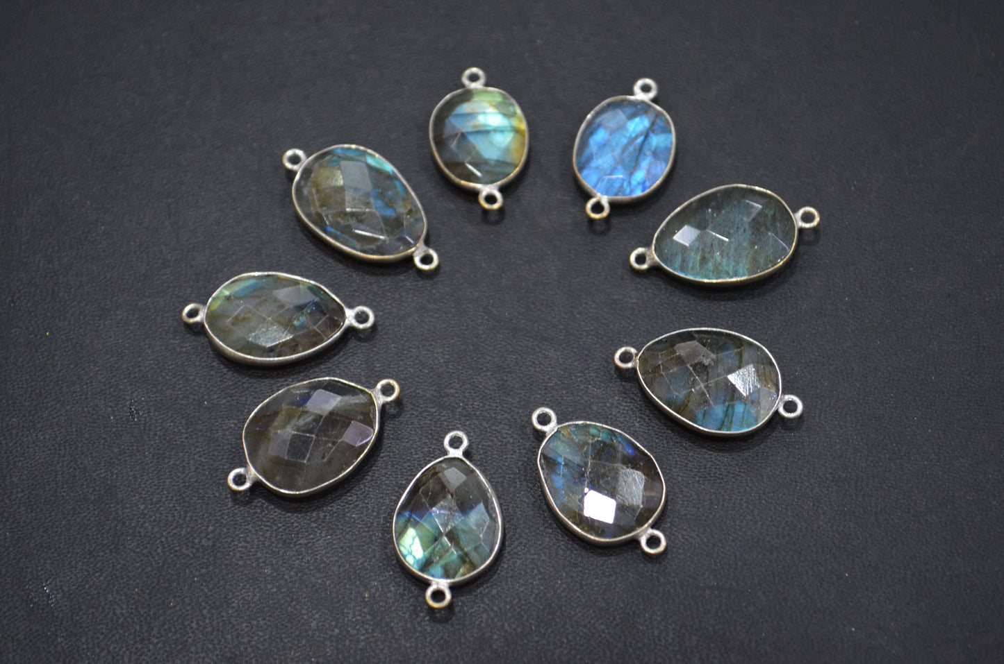Labradorite Faceted Slice Shape Connector , Sold By Piece , 13 - 16 mm , RB-5420E