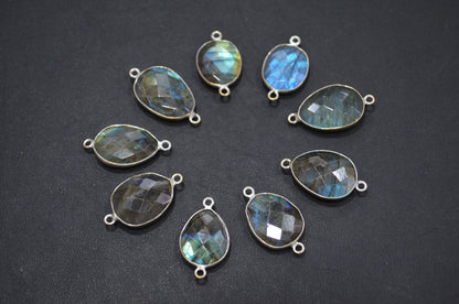 Labradorite Faceted Slice Shape Connector , Sold By Piece , 13 - 16 mm , RB-5420E