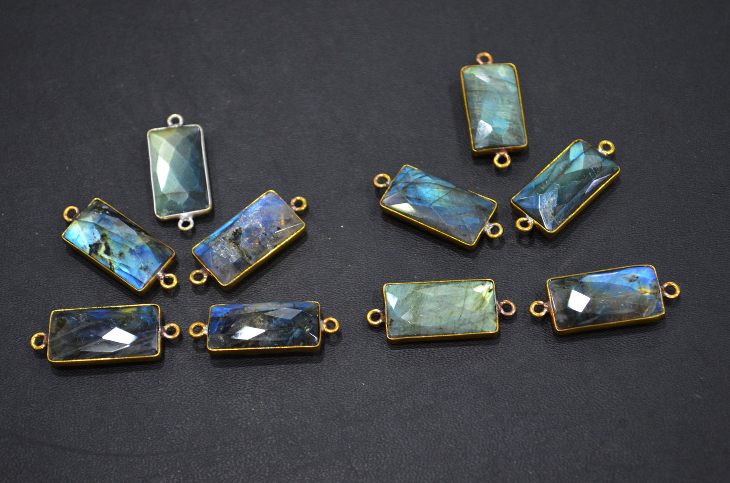 Labradorite Faceted Baguette Shape Connector , Sold By Piece , 10x20 mm , RB-5420F