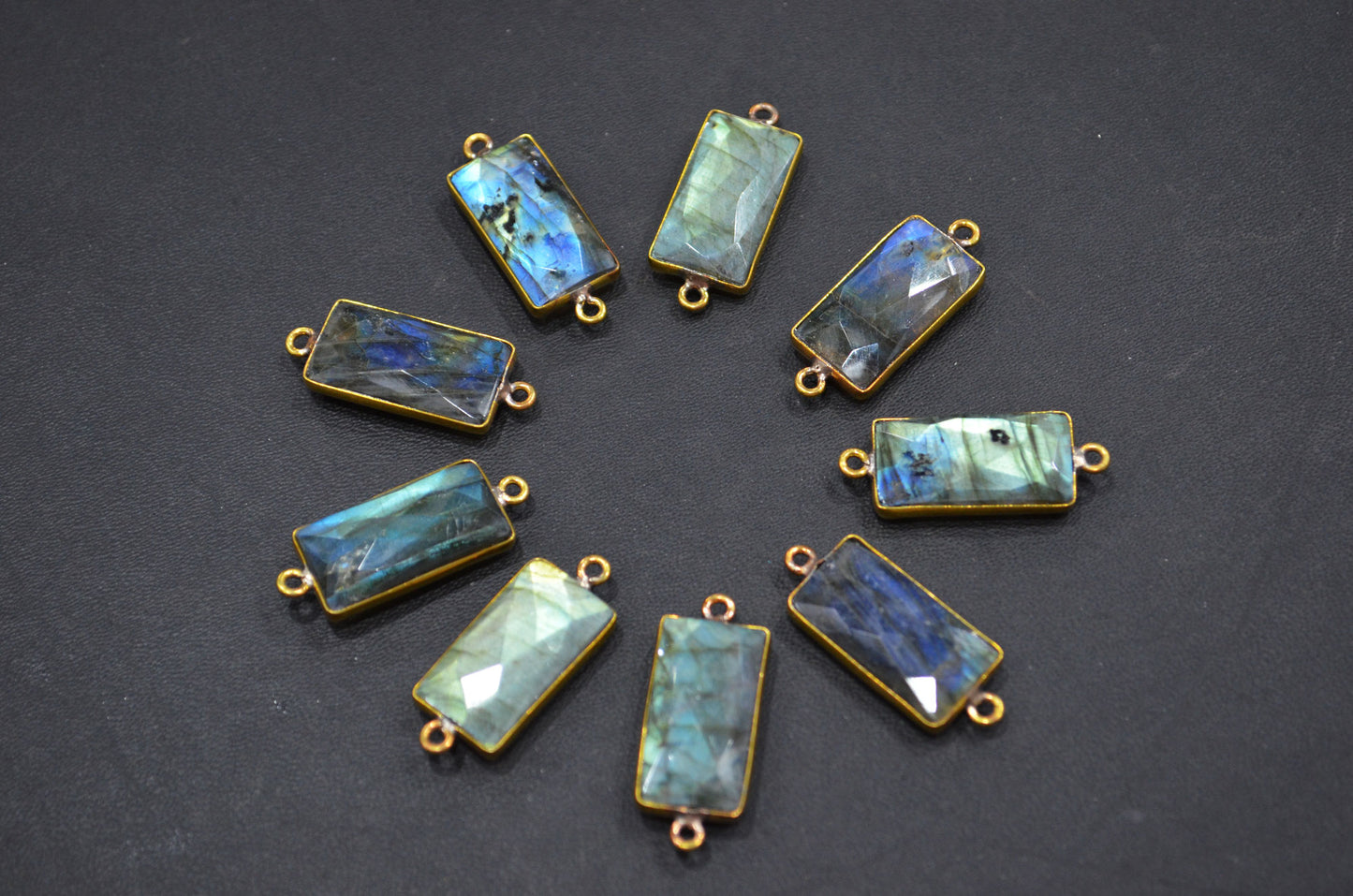 Labradorite Faceted Baguette Shape Connector , Sold By Piece , 10x20 mm , RB-5420F