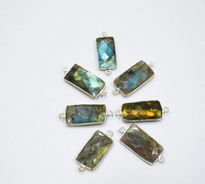 Labradorite Faceted Baguette Shape Connector , Sold By Piece , 10x20 mm , RB-5425