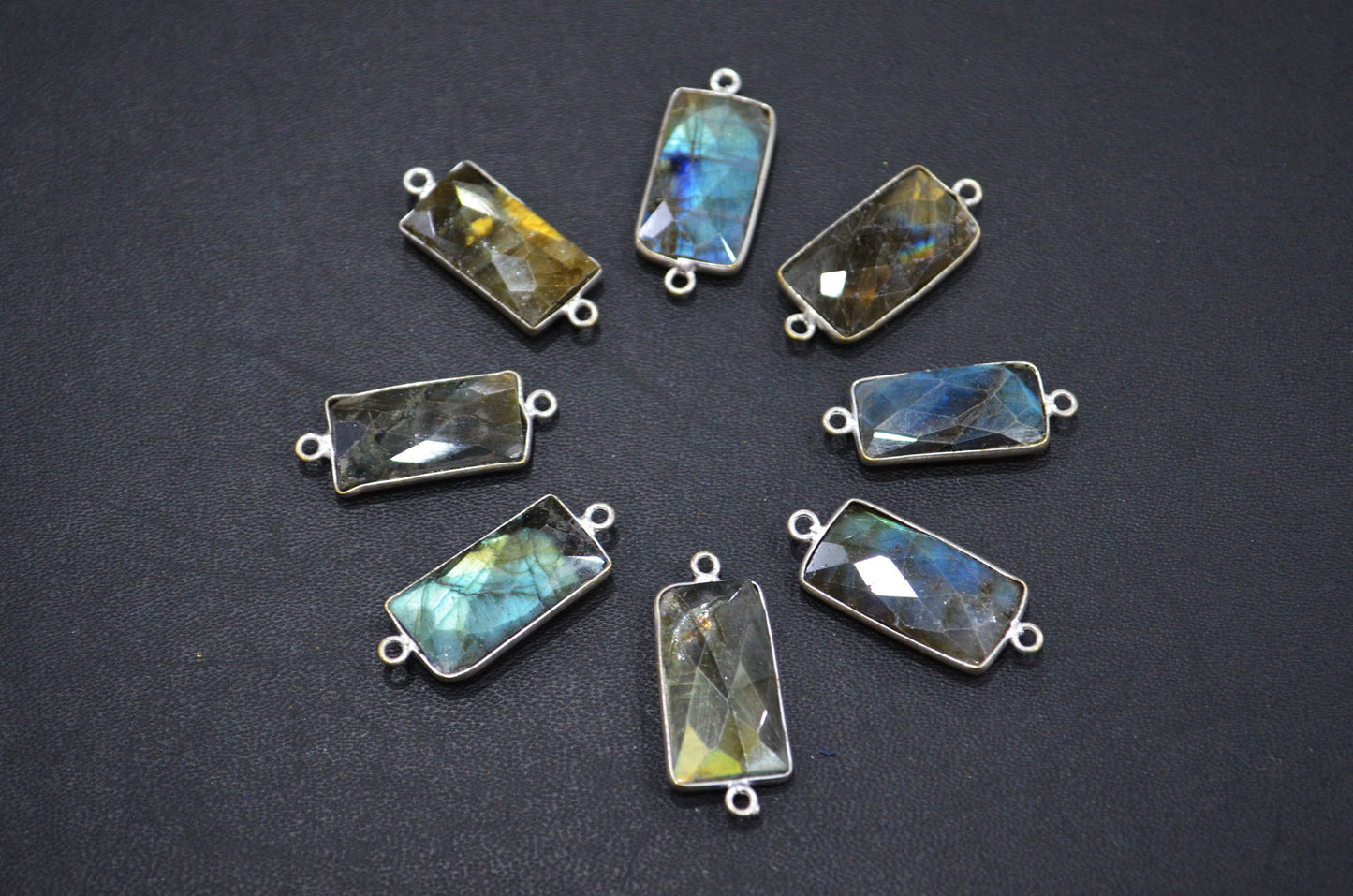 Labradorite Faceted Baguette Shape Connector , Sold By Piece , 10x20 mm , RB-5425
