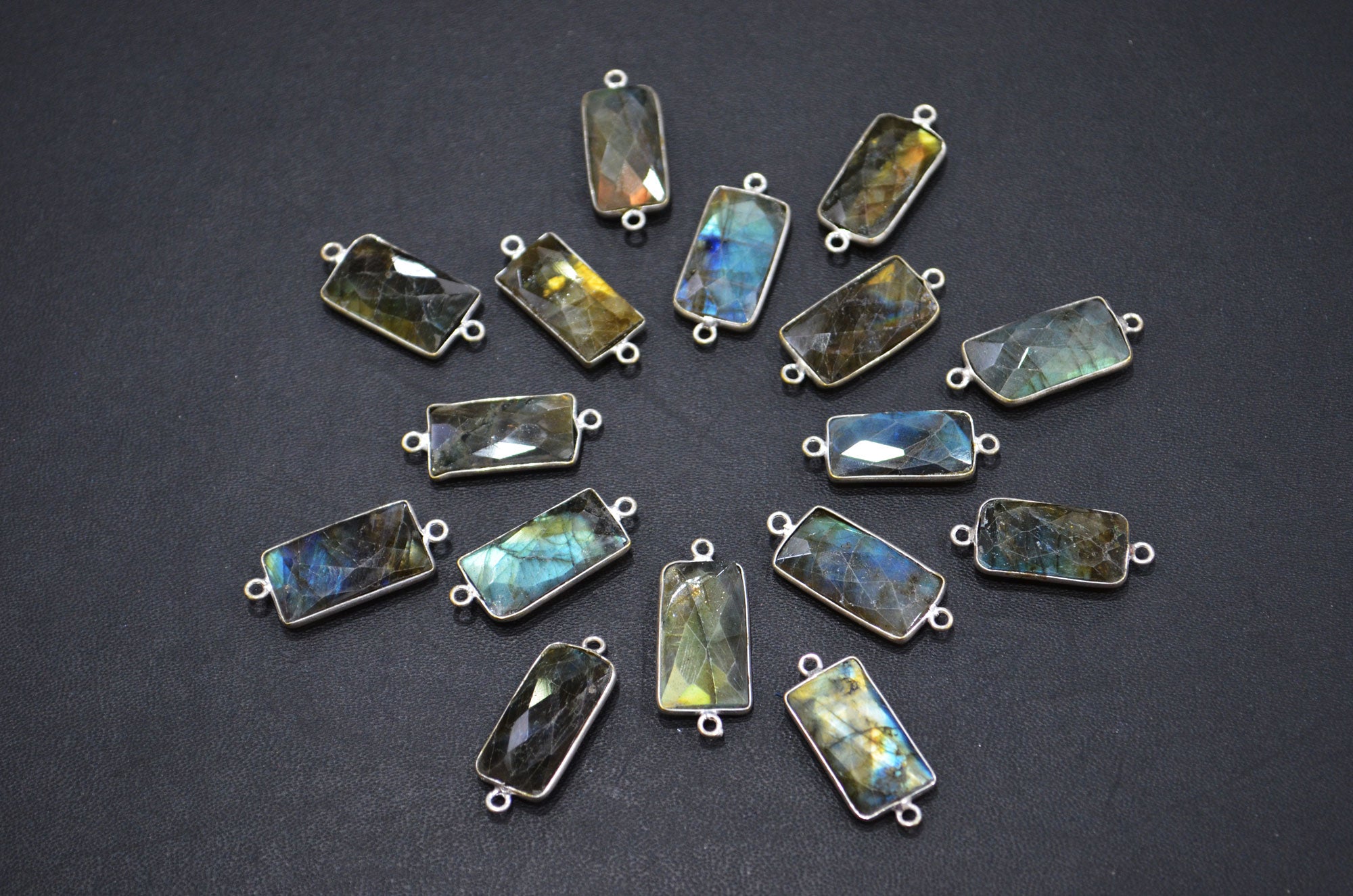 Labradorite Faceted Baguette Shape Connector , Sold By Piece , 10x20 mm , RB-5425