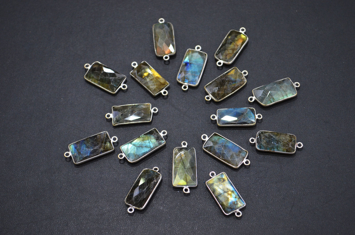 Labradorite Faceted Baguette Shape Connector , Sold By Piece , 10x20 mm , RB-5425