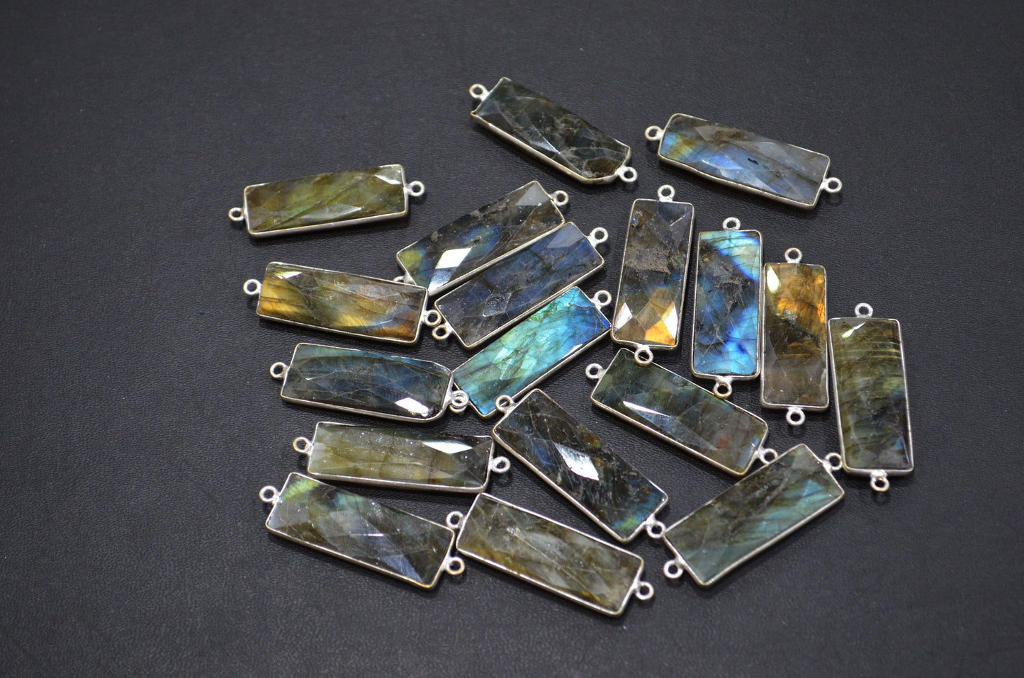 Labradorite Faceted Baguette Shape Connector , Sold By Piece , 12x31 mm , RB-5426