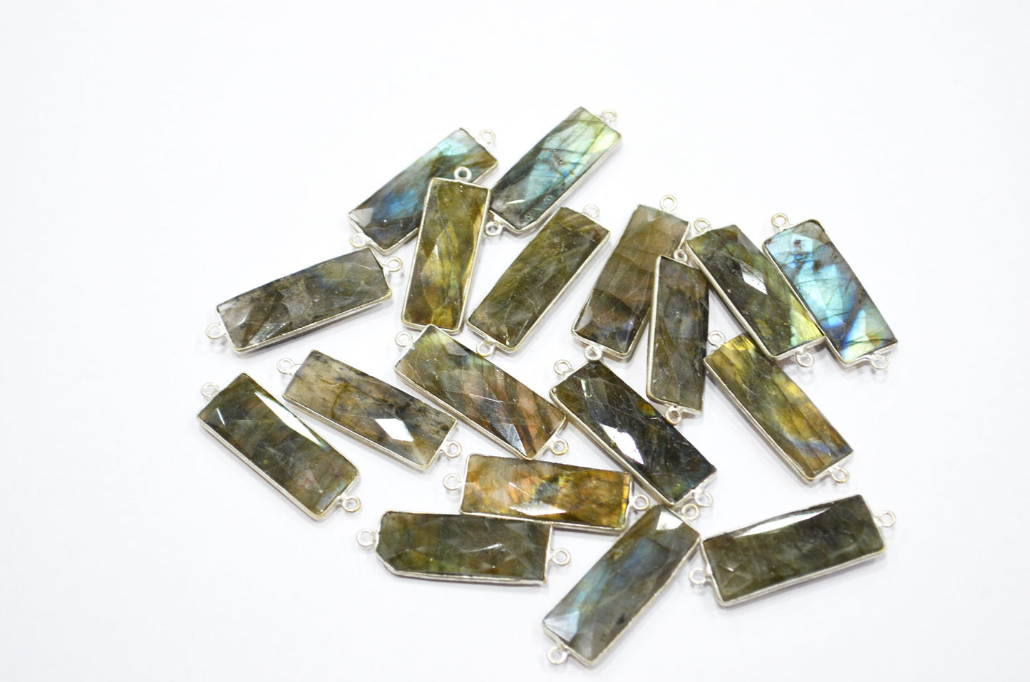 Labradorite Faceted Baguette Shape Connector , Sold By Piece , 12x31 mm , RB-5426