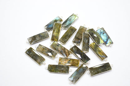 Labradorite Faceted Baguette Shape Connector , Sold By Piece , 12x31 mm , RB-5426