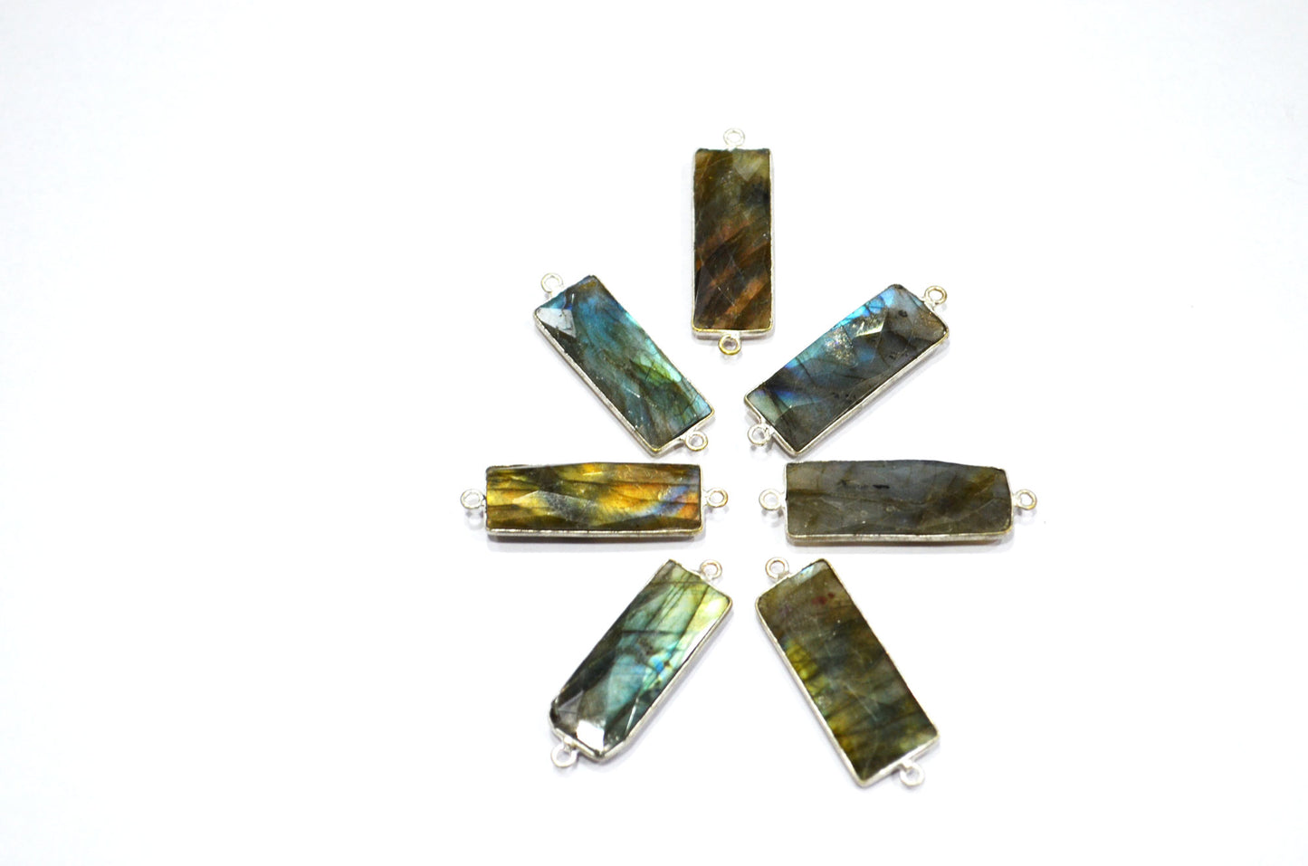 Labradorite Faceted Baguette Shape Connector , Sold By Piece , 12x31 mm , RB-5426