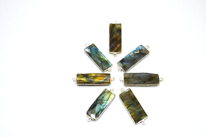 Labradorite Faceted Baguette Shape Connector , Sold By Piece , 12x31 mm , RB-5426