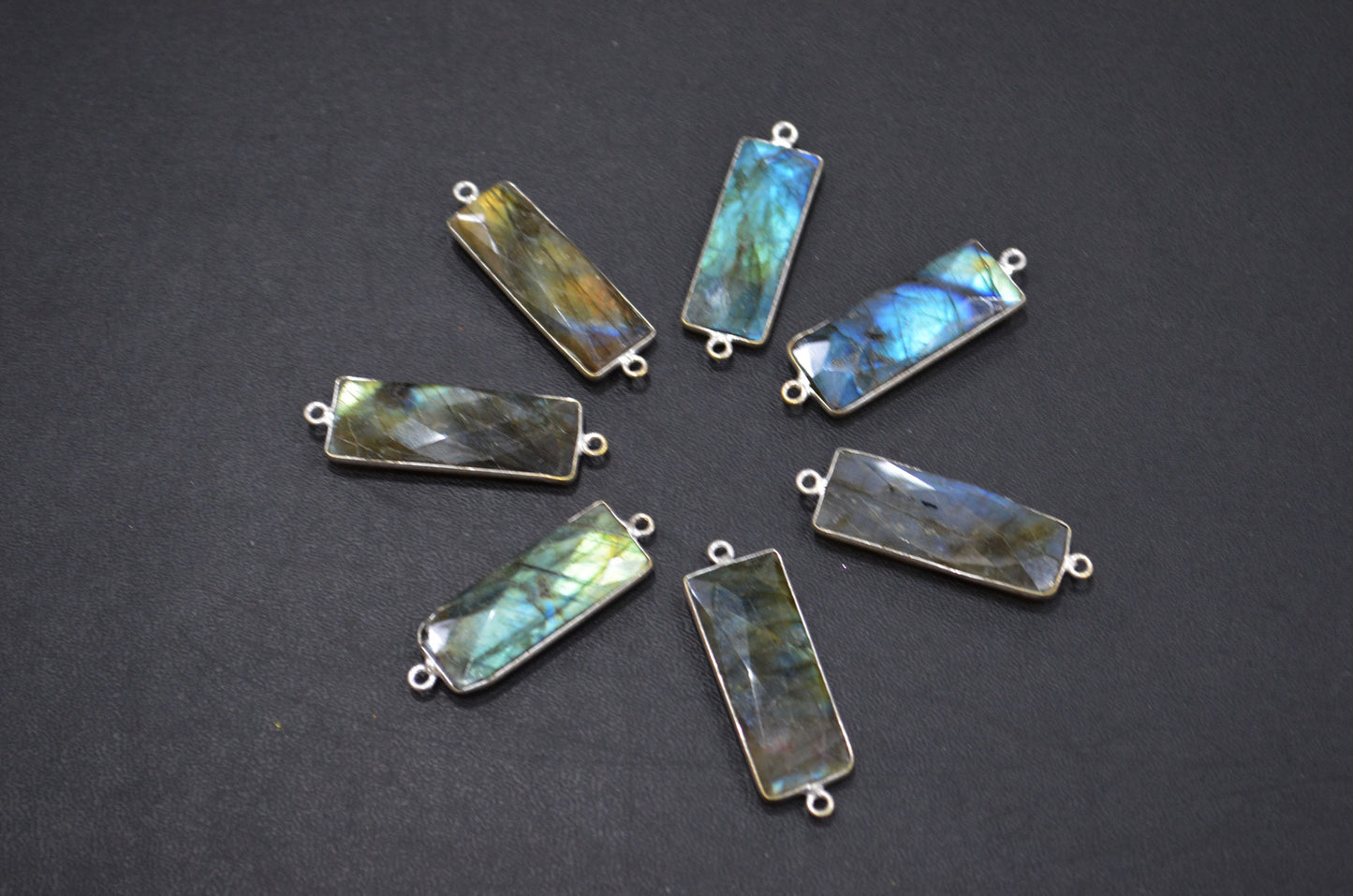 Labradorite Faceted Baguette Shape Connector , Sold By Piece , 12x31 mm , RB-5426