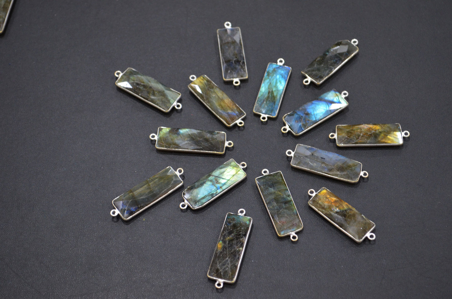 Labradorite Faceted Baguette Shape Connector , Sold By Piece , 12x31 mm , RB-5426