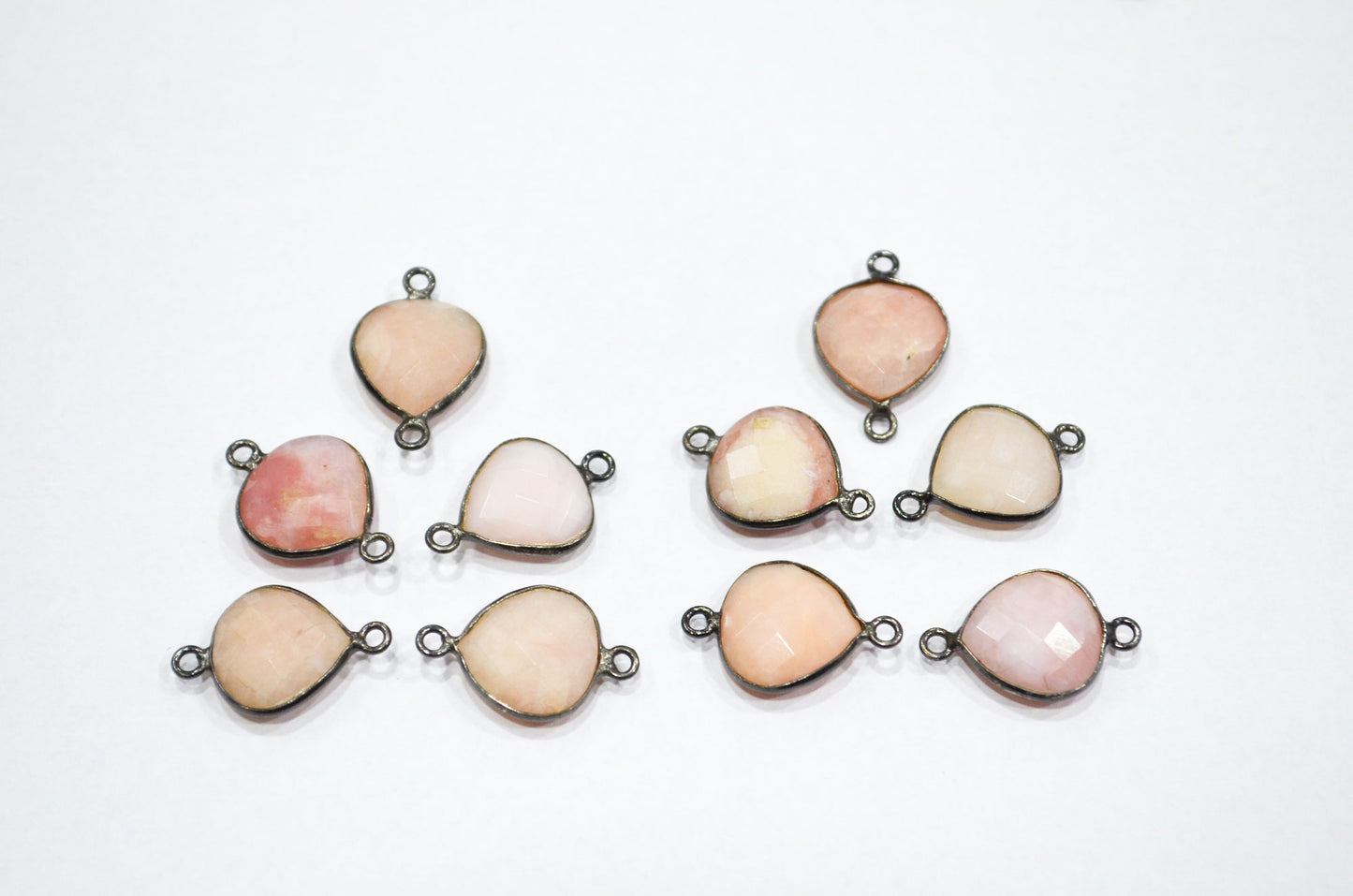Pink Opal Faceted Heart Shape Connector , Sold By Piece , 12 - 13 mm , RB-5428