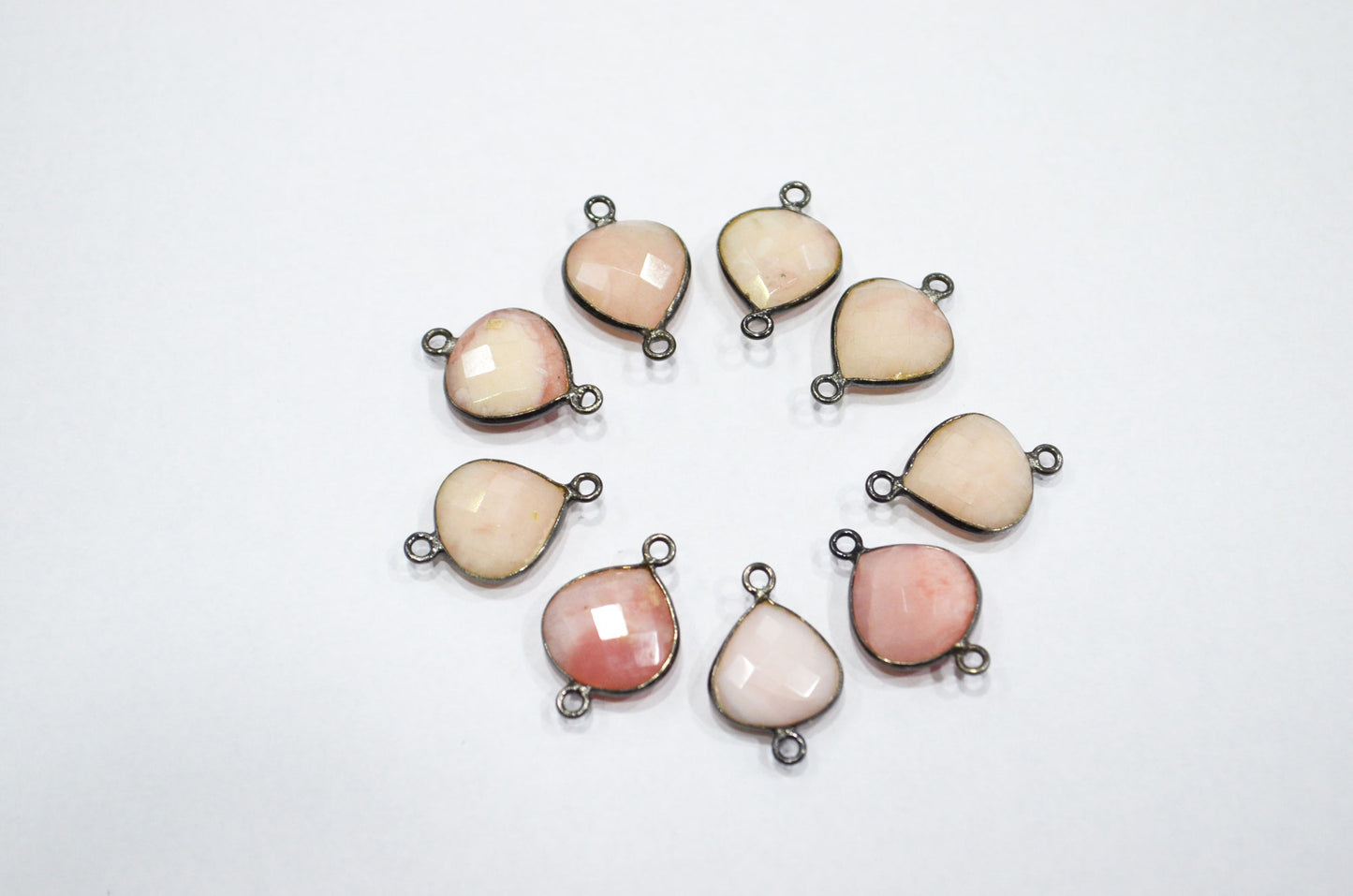 Pink Opal Faceted Heart Shape Connector , Sold By Piece , 12 - 13 mm , RB-5428