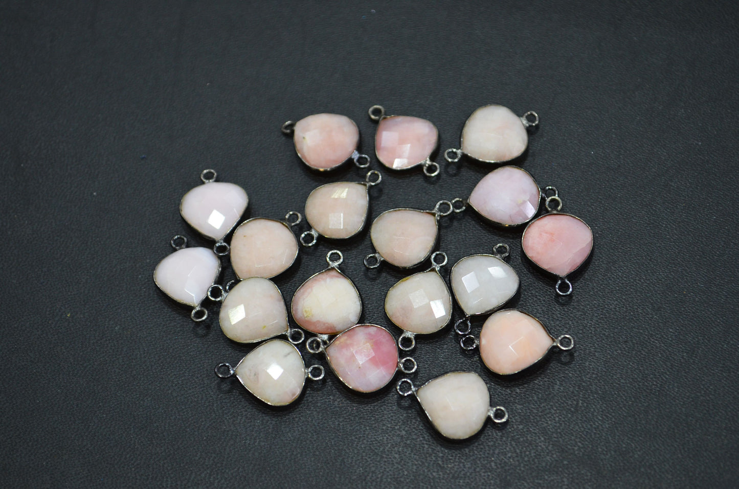 Pink Opal Faceted Heart Shape Connector , Sold By Piece , 12 - 13 mm , RB-5428