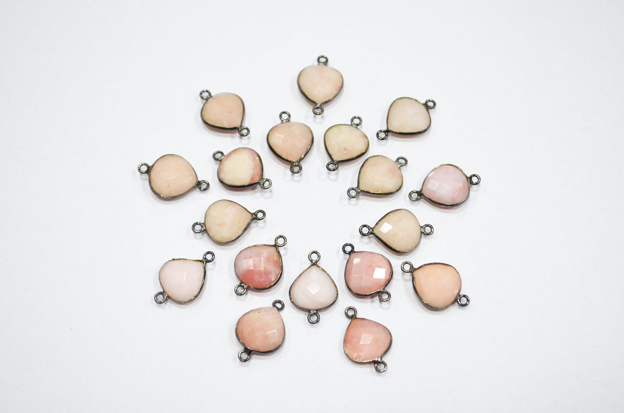 Pink Opal Faceted Heart Shape Connector , Sold By Piece , 12 - 13 mm , RB-5428