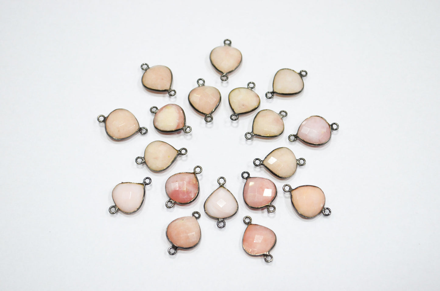 Pink Opal Faceted Heart Shape Connector , Sold By Piece , 12 - 13 mm , RB-5428