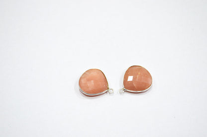 Pink Opal Faceted Heart Shape Connector , Sold By Piece , 18 mm , RB-5429