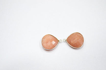 Pink Opal Faceted Heart Shape Connector , Sold By Piece , 18 mm , RB-5429