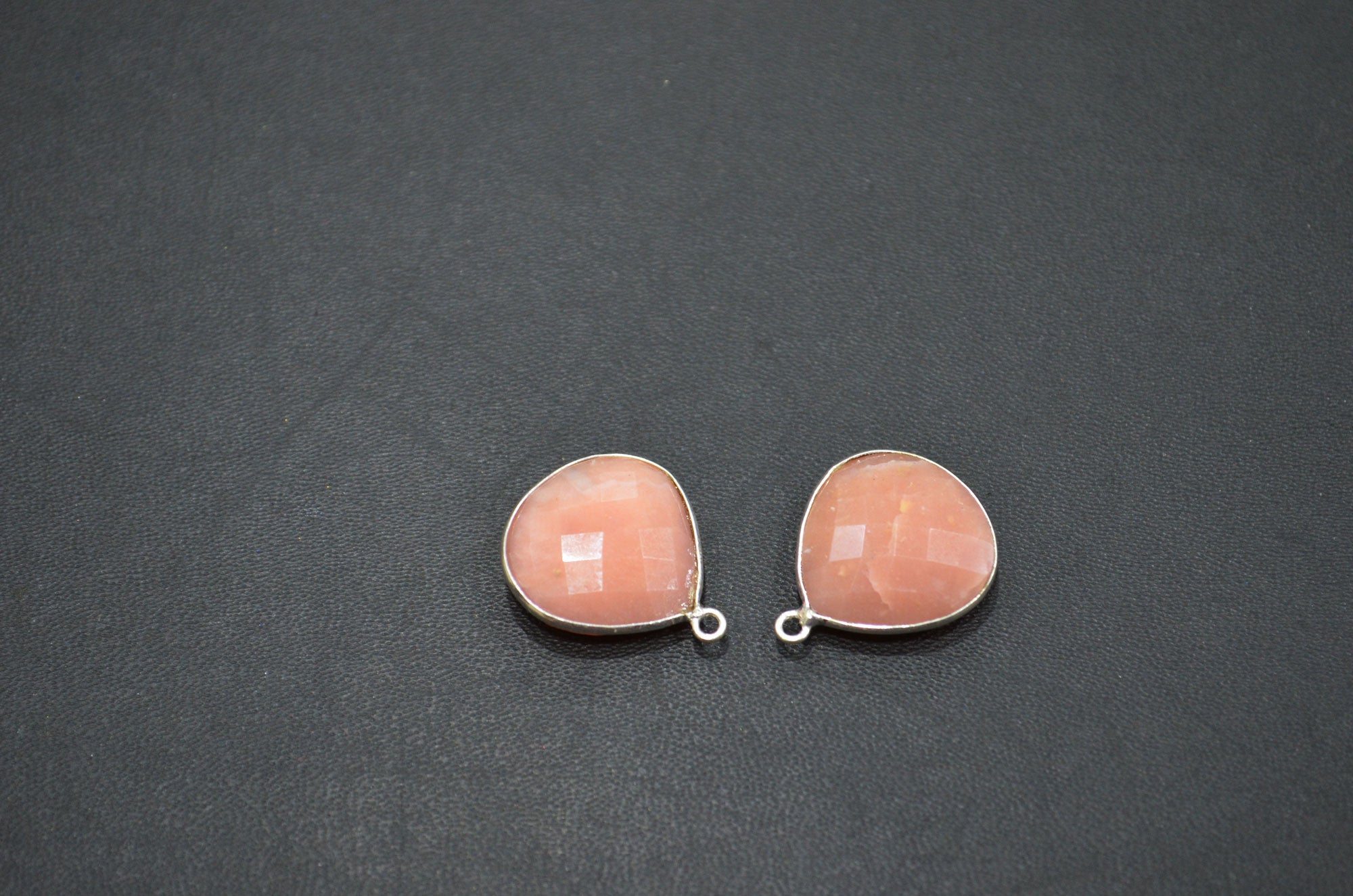 Pink Opal Faceted Heart Shape Connector , Sold By Piece , 18 mm , RB-5429
