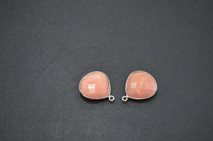 Pink Opal Faceted Heart Shape Connector , Sold By Piece , 18 mm , RB-5429