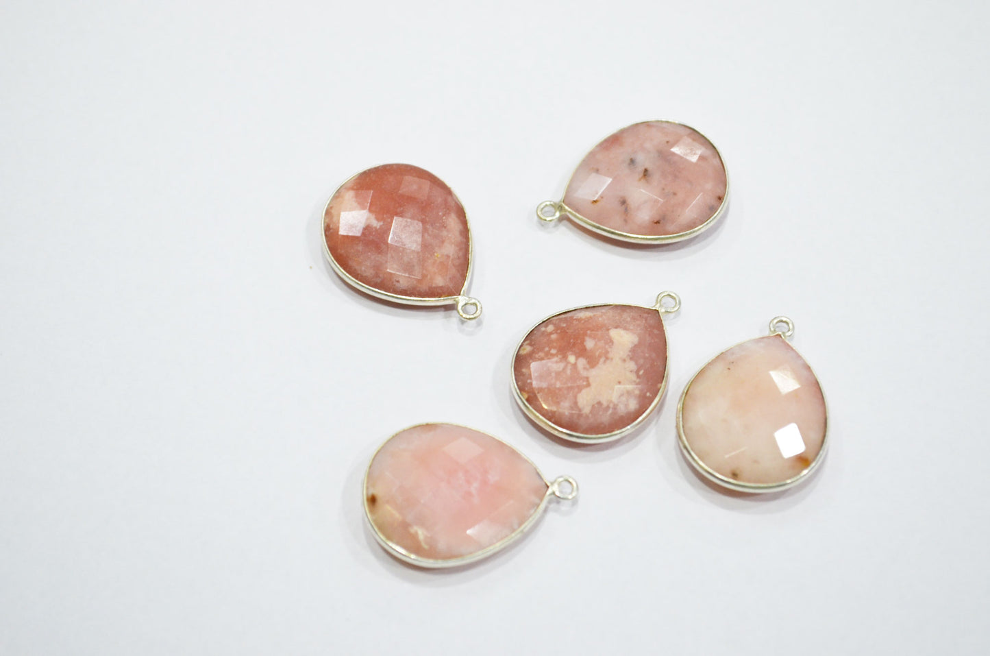 Pink Opal Faceted Pear Shape Connector , Sold By Piece , 19x22 mm , RB-5438