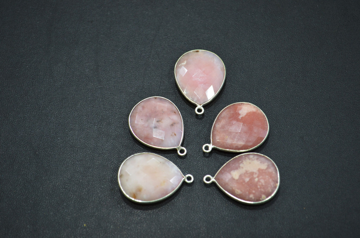 Pink Opal Faceted Pear Shape Connector , Sold By Piece , 19x22 mm , RB-5438